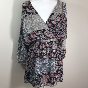 Loft Outlet V-Neck Mixed Floral Print Dress S